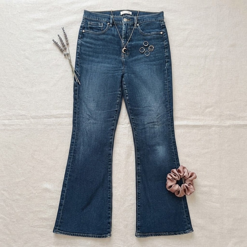 Loft Slim Flare Jeans Womens 28/6 Medium Wash High Rise Stretch Denim Blue